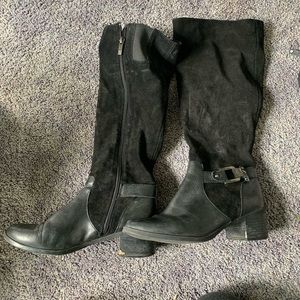 Lightly used black suede Anna Klein boots